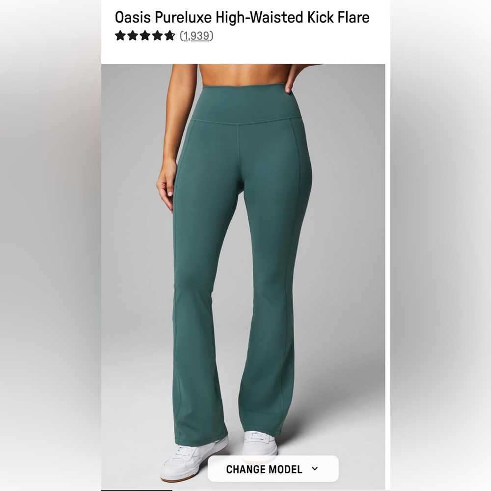 Fabletics High-Waisted Kick Flare Legging in Teal
